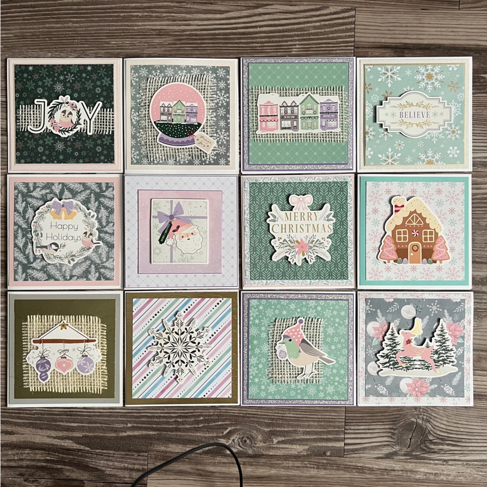 Set of 12 Holiday Christmas Greeting Cards 5.5” x 5.5” With Envelopes
